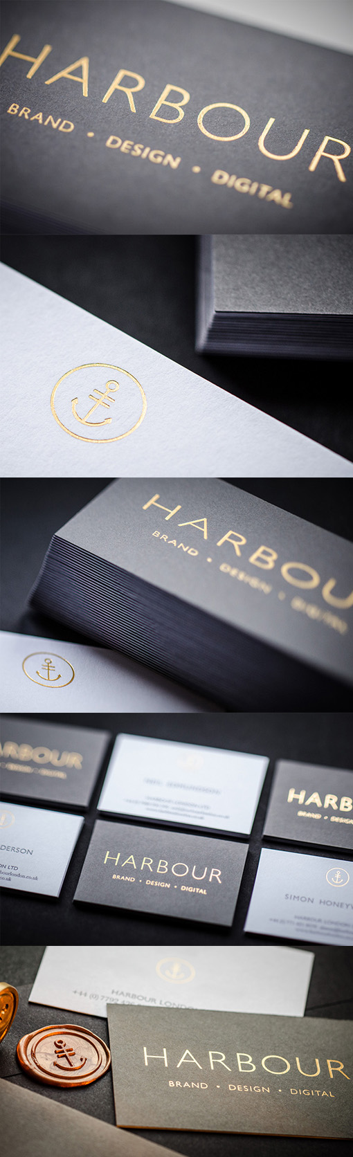 Stylish And Professional Gold Foiled Black And White Business Card Design