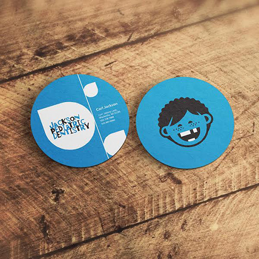 Round Circle Business Card With Cartoon Illustration