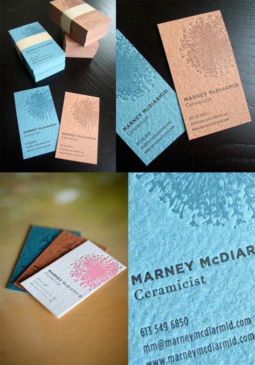 Elegant Textured Two Colour Letterpress Business Card For A Ceramic Artist