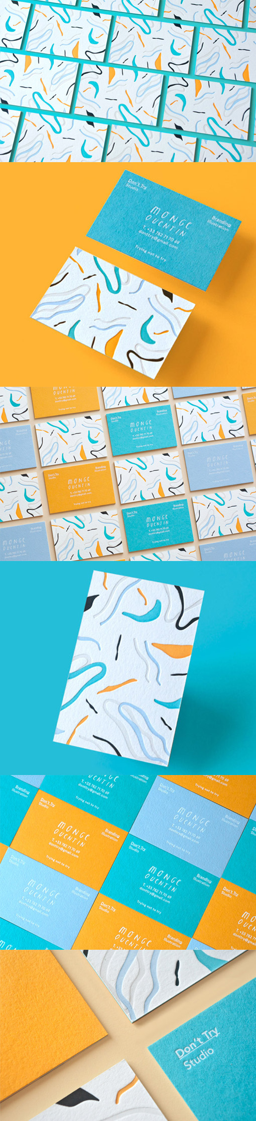 Playful And Bright Textured Letterpress Business Card For A Designer