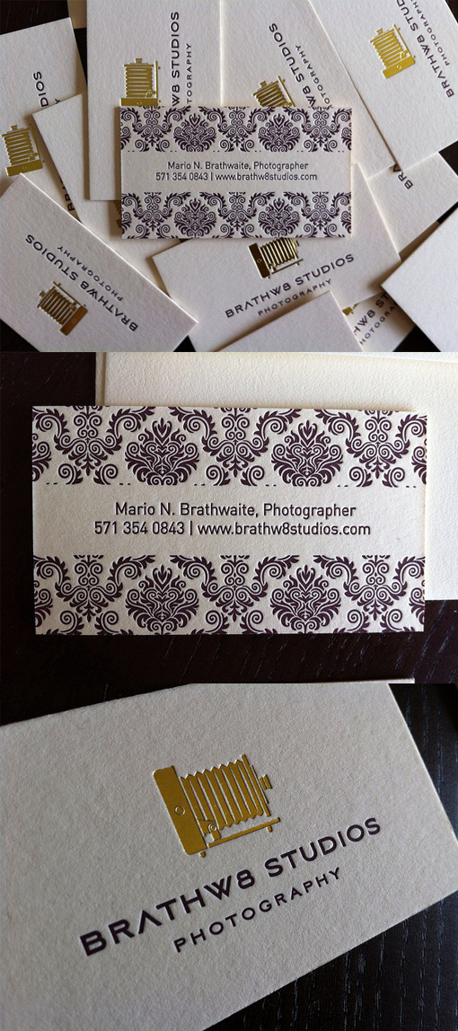 Beautiful Patterned And Textured Gold Foil Business Card For A Photographer