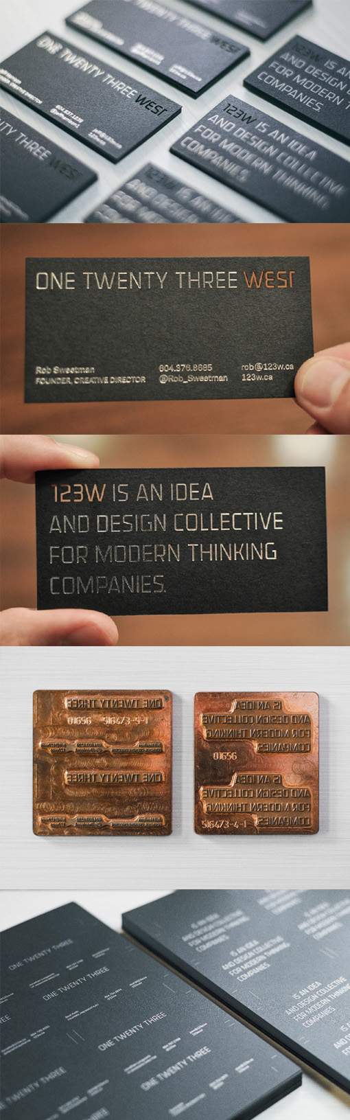 Clever Laser Cut Logo On A Silver Foiled Black Business Card
