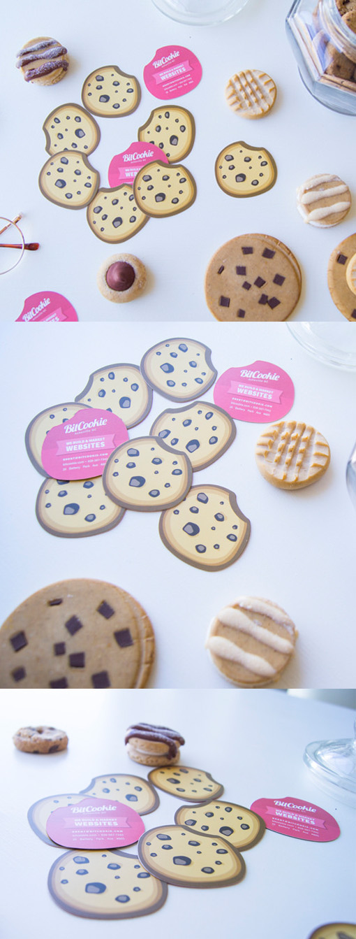 Sweet Custom Die Cut Cookie Shaped Business Card For A Web Designer