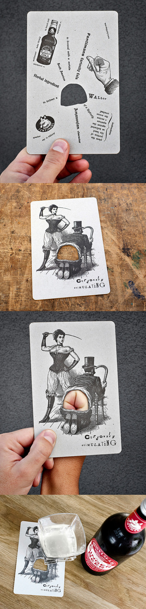 Hilariously Interactive Vintage Style Letterpress Beer Coaster Business Card