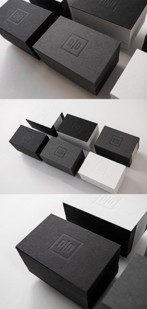 Minimalist Design Black And White Letterpress Business Card Design