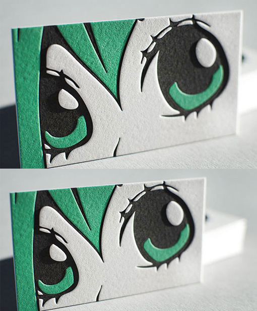 Striking Anime Manga Letterpress Business Card Design