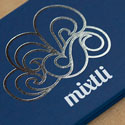 Beautiful Blue And Silver Foil Edge Painted Business Card For A Restaurant
