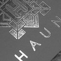 Sharp Styling On A Black And Silver Foil Square Business Card For A Club Lounge