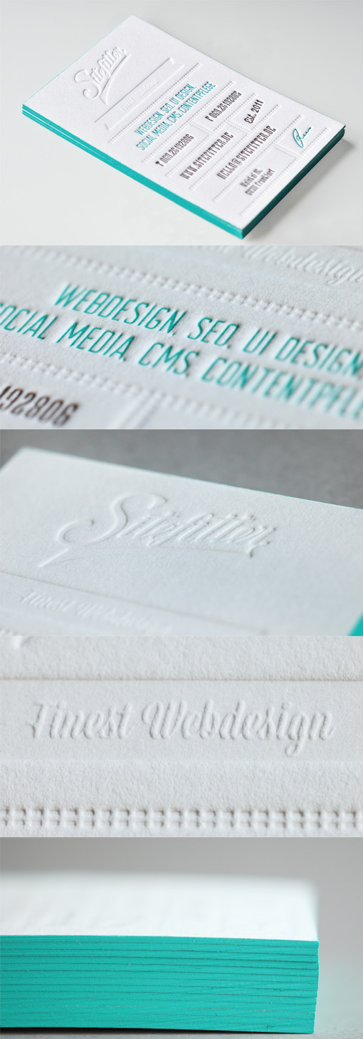 Bespoke Vintage Style Typography On A Letterpress Edge Painted Business Card Design