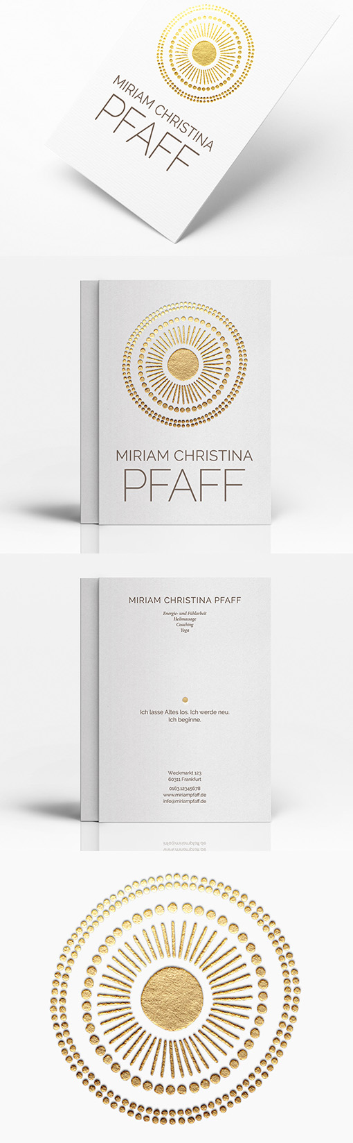 Stylish Gold Letterpress Scandinavian Design Business Card For A Yoga Instructor