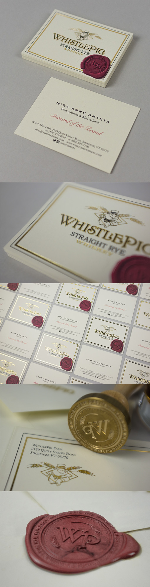 Custom Wax Seal On A Vintage Styled Business Card For A Whiskey Brand