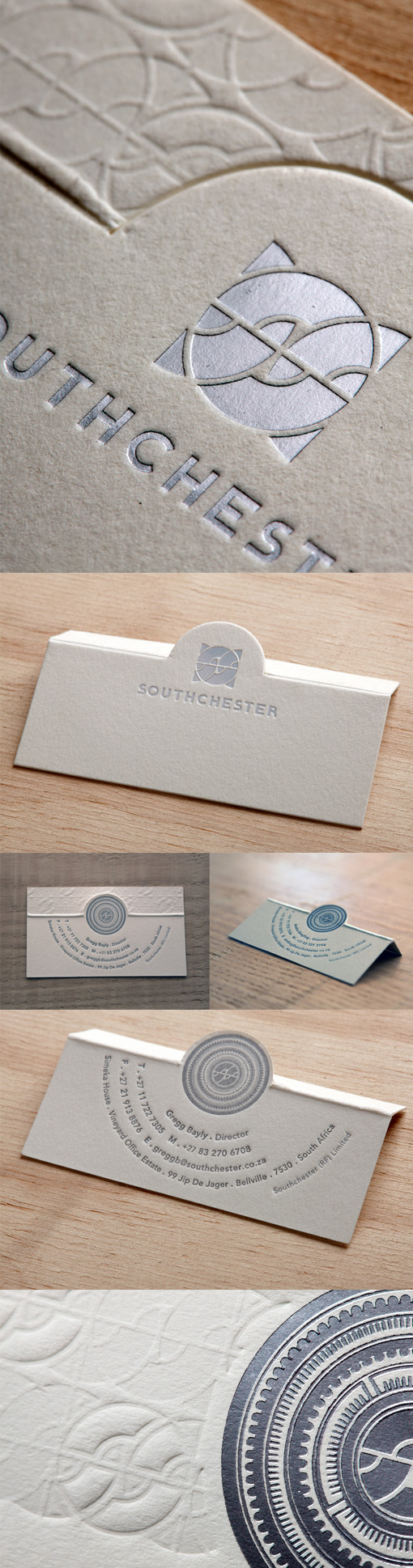 Elegant Silver Foil And Custom Die Cut Folding Business Card