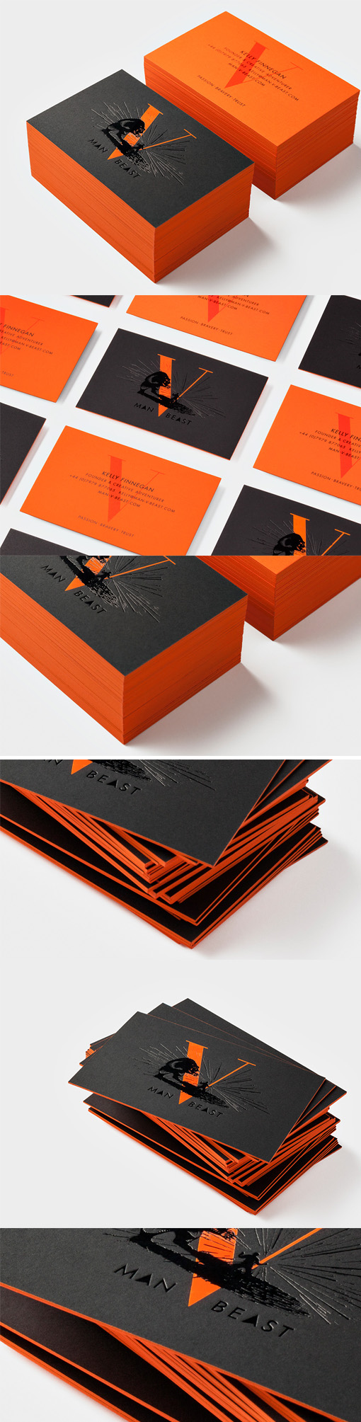 Eye Catching Colour Pop Orange And Black Hot Foiled Business Card 