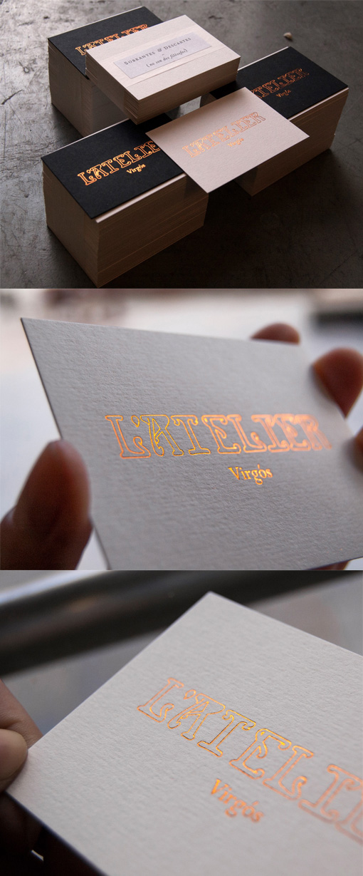 Classically Styled Copper Foil On Black And White Business Card For An Antiques Dealer