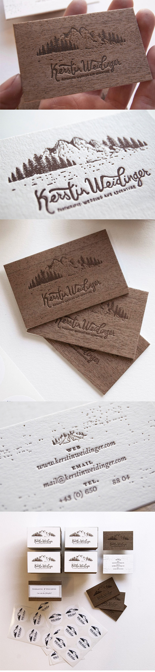 Gorgeous Letterpress Wood And Paper Business Card For A Wedding Photographer