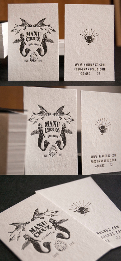 Great Vintage Styling On A Black And White Letterpress Business Card For A Photographer