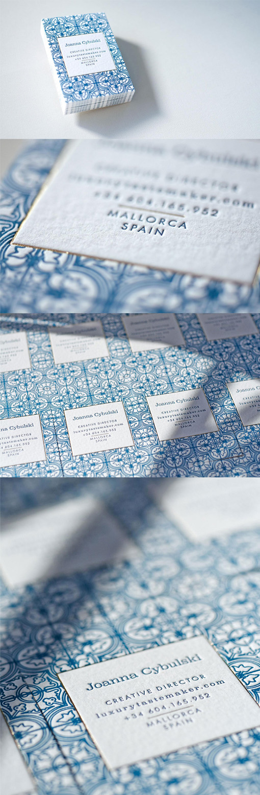 Delicate Patterning On A Premium Letterpress Business Card For A Designer