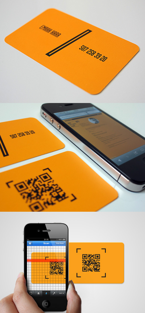 QR Orange Business Cards